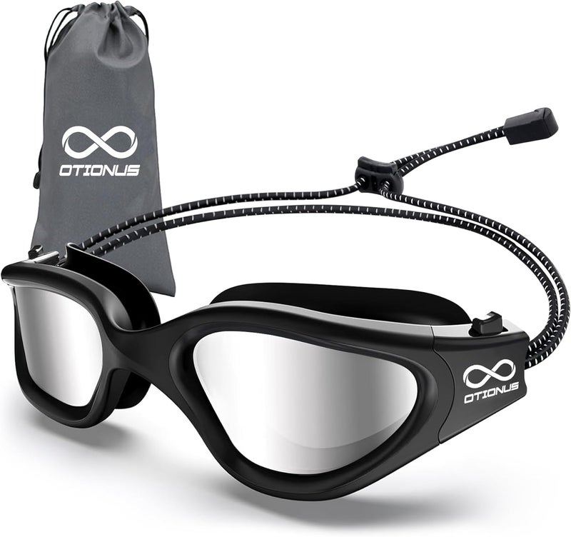 Otionus Store Swim Goggles, Polarized Adult Swimming Goggles Bungee Strap No Hair Pulling Anti-fog Pool Goggles for Men Women - Image 1